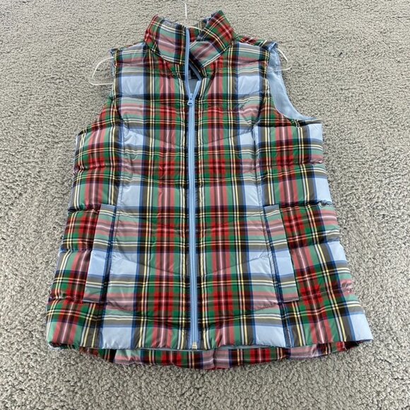 Lands' End Vest S/T 6-8 Women's Multicolor Plaid Down Puffer Lining Futter - Picture 2 of 13